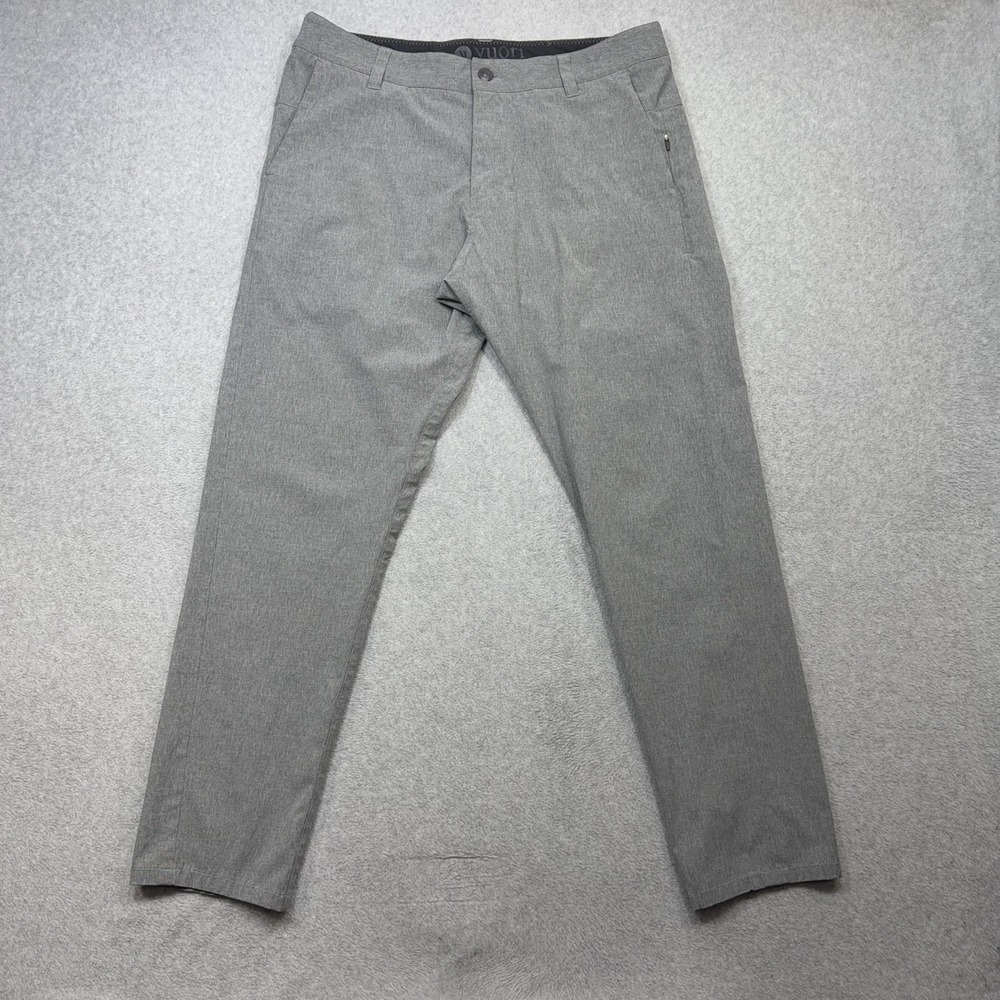 Vuori Aim Pants Men 33 Gray Slim Fit Chino Performance Tech Stretch Travel 34x29